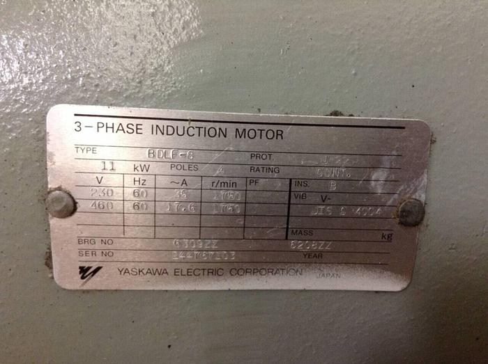 Used YASKAWA 3 Phase Induction Motor BDLF-8 #71207