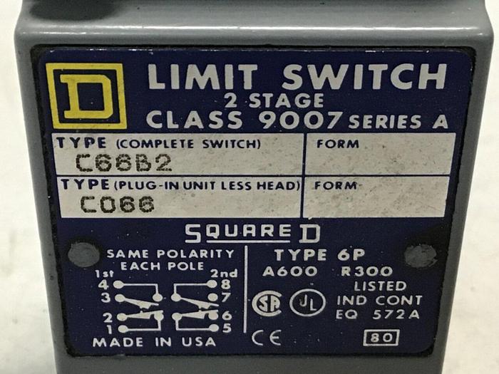 Used SQUARE D Limit Switch 9007-C66B2 #121955
