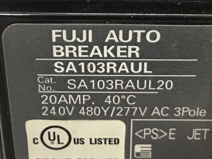 Used FUJI ELECTRIC 20 Amp Circuit Breaker SA103RAUL20 #119750