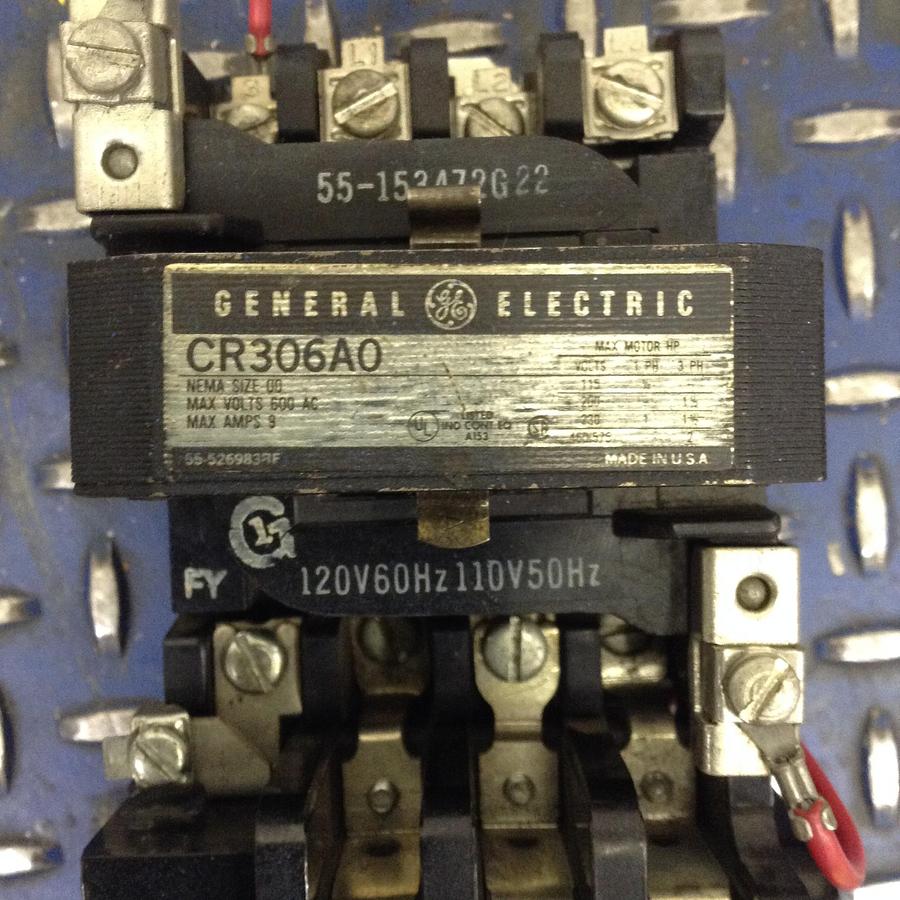 Used GENERAL ELECTRIC (G.E.) Motor Starter Size 00 CR306A0 USED