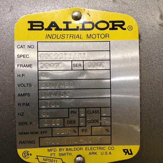 Used BALDOR 40 HP Industrial Motor VT220-20 40HP Used