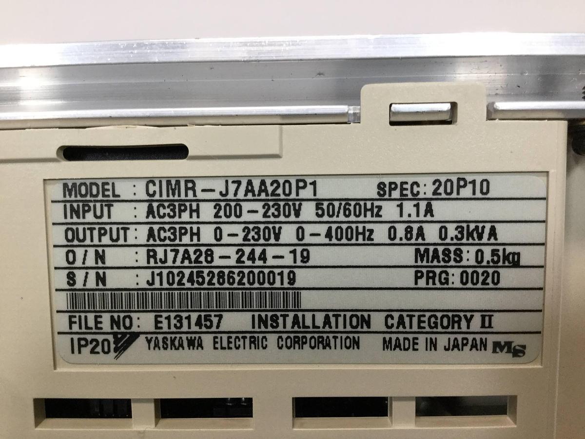 Used YASKAWA VS Mini J7 Inverter CIMR-J7AA20P1 USED