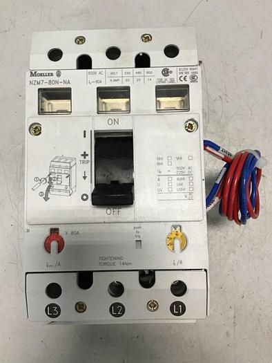 Used MOELLER 80 Amp Circuit Breaker NZM7-80N-NA #136077