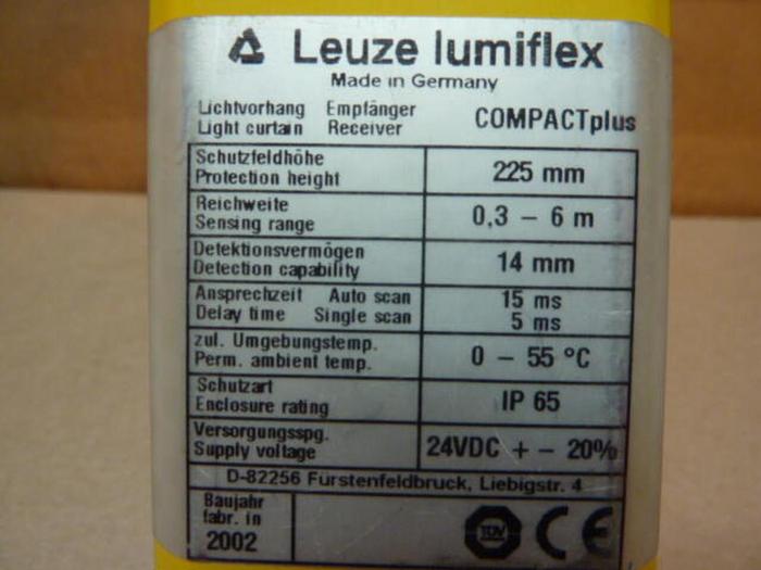 Used LEUZE Safety Light Curtain Receiver CPR14-225-B/A1 #37650