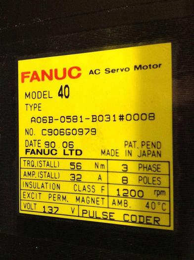 Used FANUC AC Servo Motor A06B-0581-B031/0008 Used