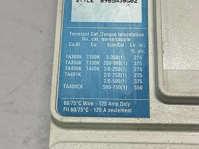 Used EATON CUTLER-HAMMER KD3400F