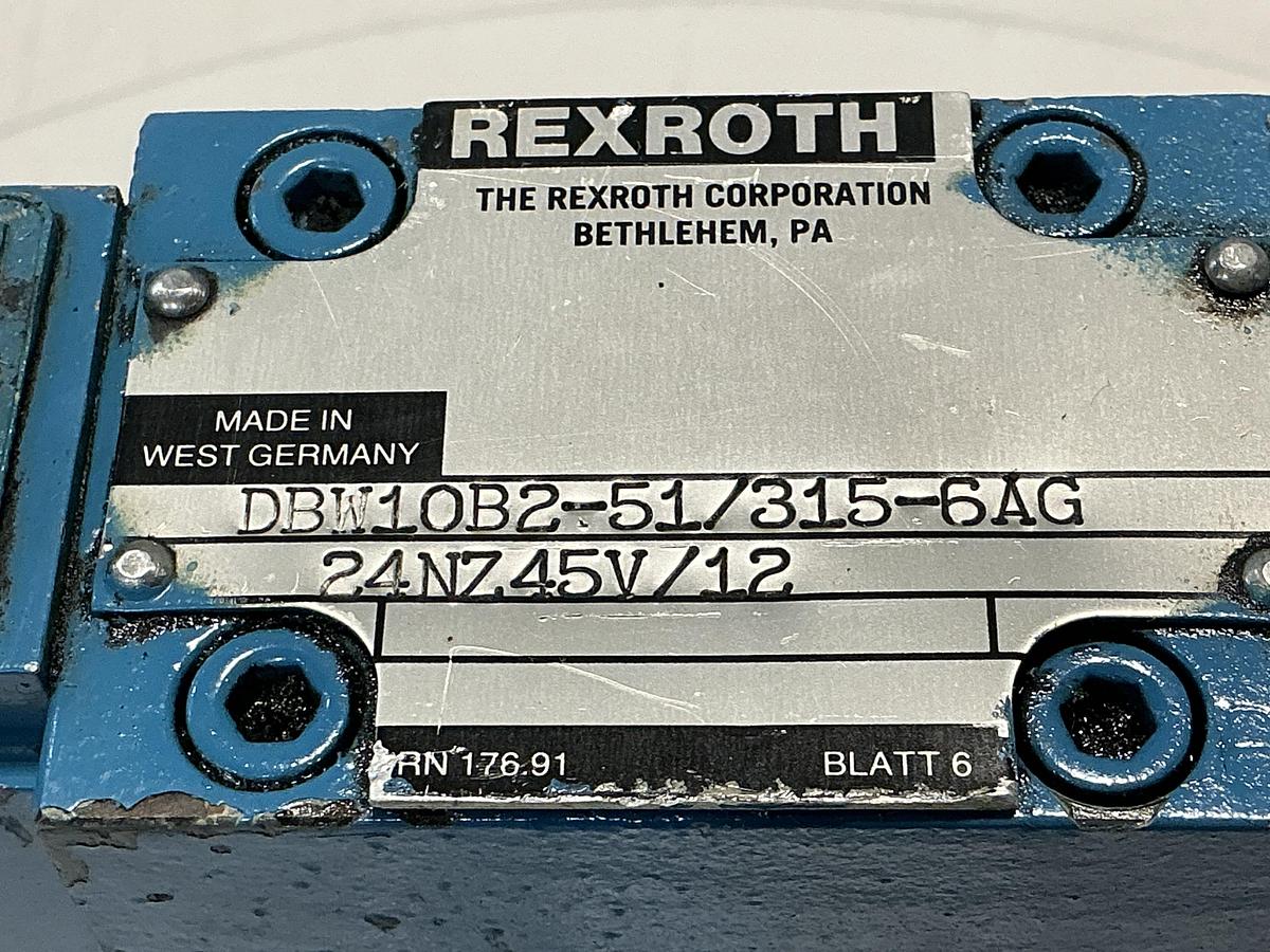 Used REXROTH DBW10B2-51/315-6AG 24NZ45V/12