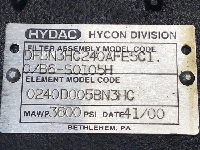 Used HYDAC Filter Housing DFBN3HC240AFE5C10/B6-S0105H #127203