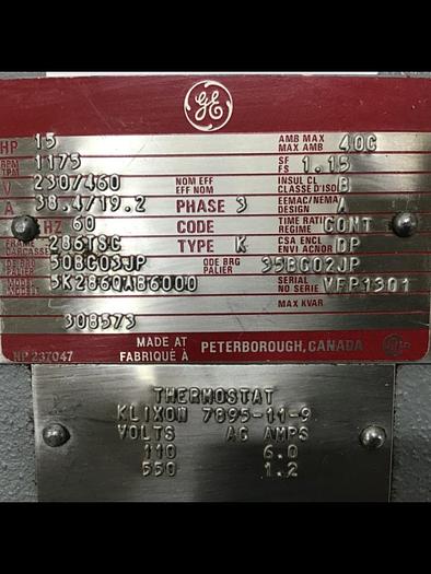 Used GE 15 HP Motor 5K286QAB6000 #132042