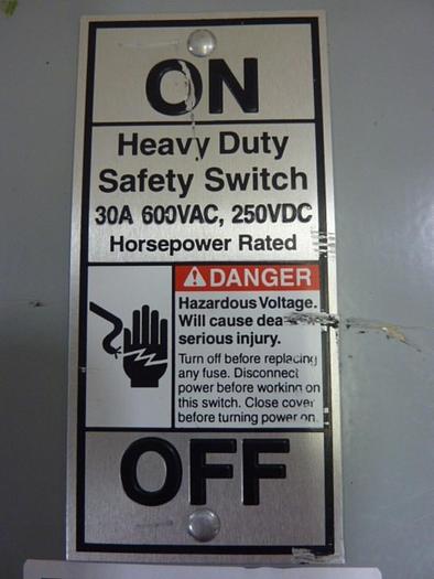 Used SIEMENS 30 Amp Safety Disconnect Switch HNF361 VBII #65444