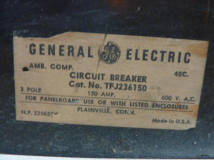Used GENERAL ELECTRIC / GE 150 Amp Circuit Breaker TFJ236150 #38772