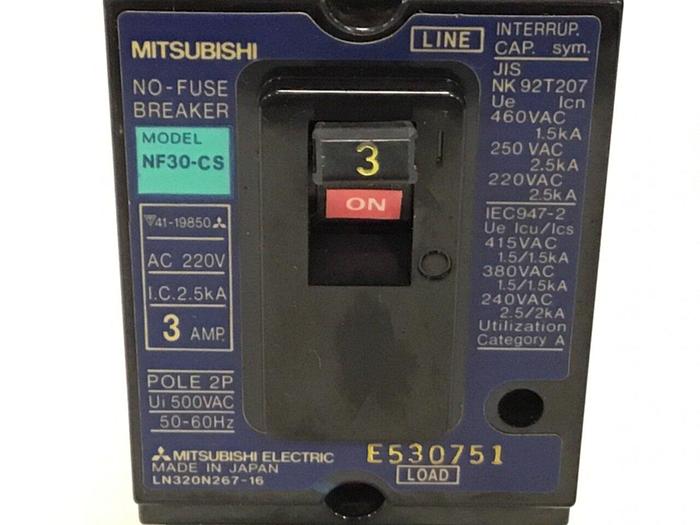 Used MITSUBISHI 3 Amp Circuit Breaker NF30-CS-3 #125463