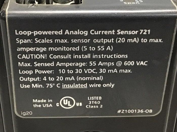 Used HAWKEYE INST INC Analog Current Sensor Z100136-OB #123584