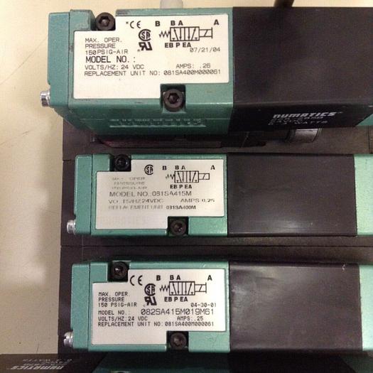 Used NUMATICS Control Block w/ Valves 082SS415M #80009
