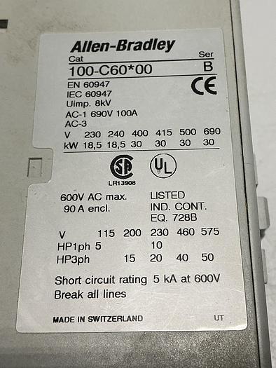 Used ALLEN BRADLEY 100-C60*00 SER B