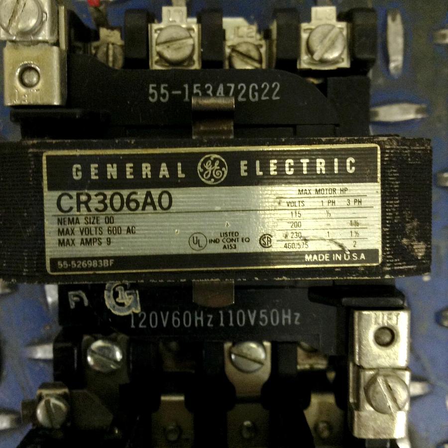 Used GENERAL ELECTRIC (G.E.) Motor Starter Size 00 CR306A0 USED