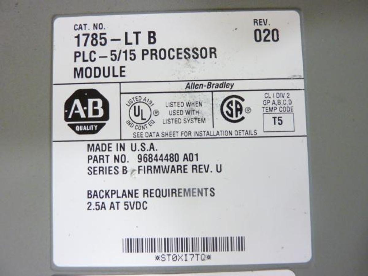 Used ALLEN BRADLEY Processor Module 1785-LT SER B Used