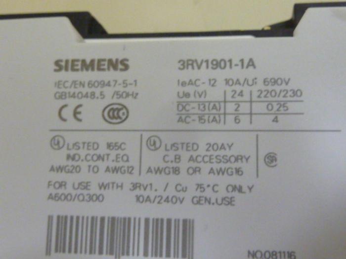 Used SIEMENS Motor Starter 3RV1 021-0GA10 #63783