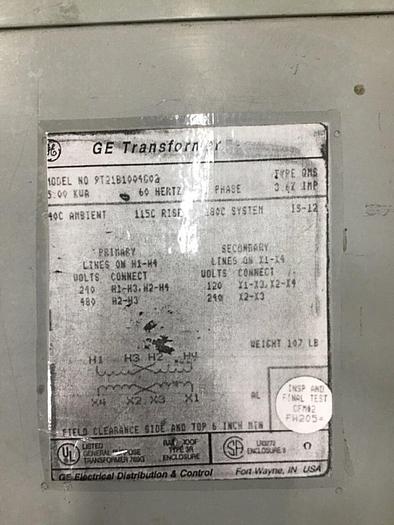 Used GENERAL ELECTRIC 5 kVA Transformer 9T21B1004G02 #136063