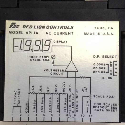 Used RED LION CONTROLS Current Meter APLIA400 #77270