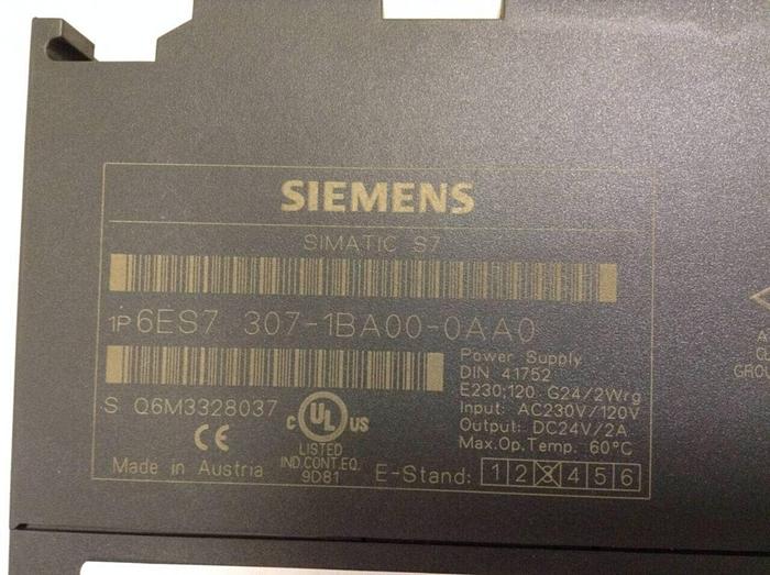 Used SIEMENS Power Supply 6ES7 307-1BA00-0AA0 #68447