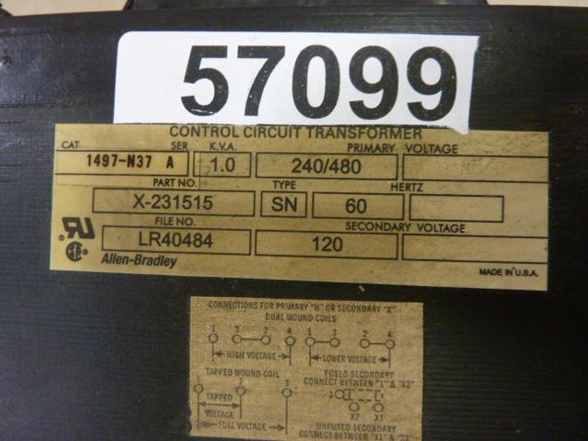 Used ALLEN BRADLEY 1 kVA Transformer 1497-N37 SER A Used