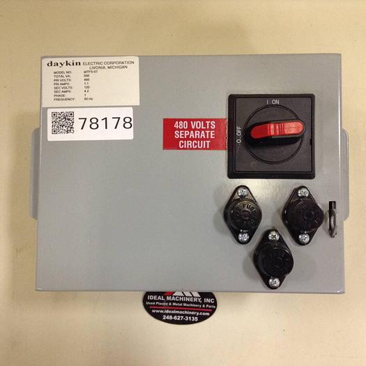 Used DAYKIN 0.5 kVA Transformer Disconnect MTFS-07 #78182