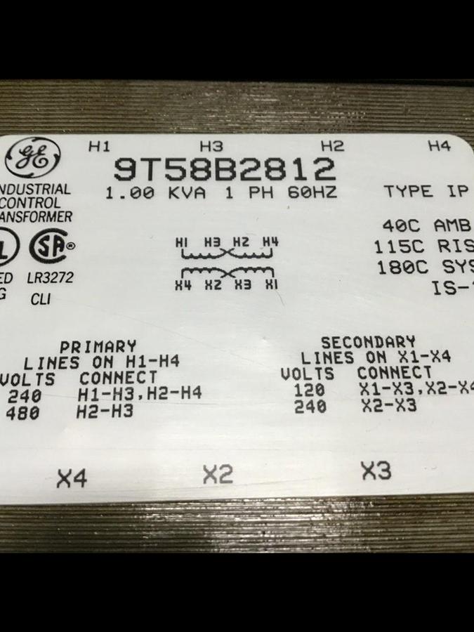 Used GENERAL ELECTRIC / GE 1.00 kVA Transformer 9T58B2812 Used