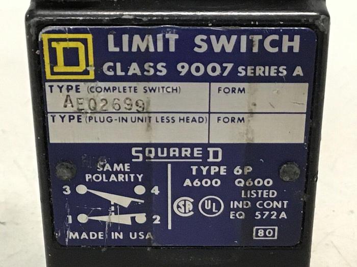 Used SQUARE D Limit Switch 9007-AEQ2699 #121403