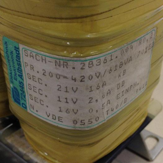 Used ELEKTRONIK 0.618 kVA Transformer 28361.004.R0.2 #82241