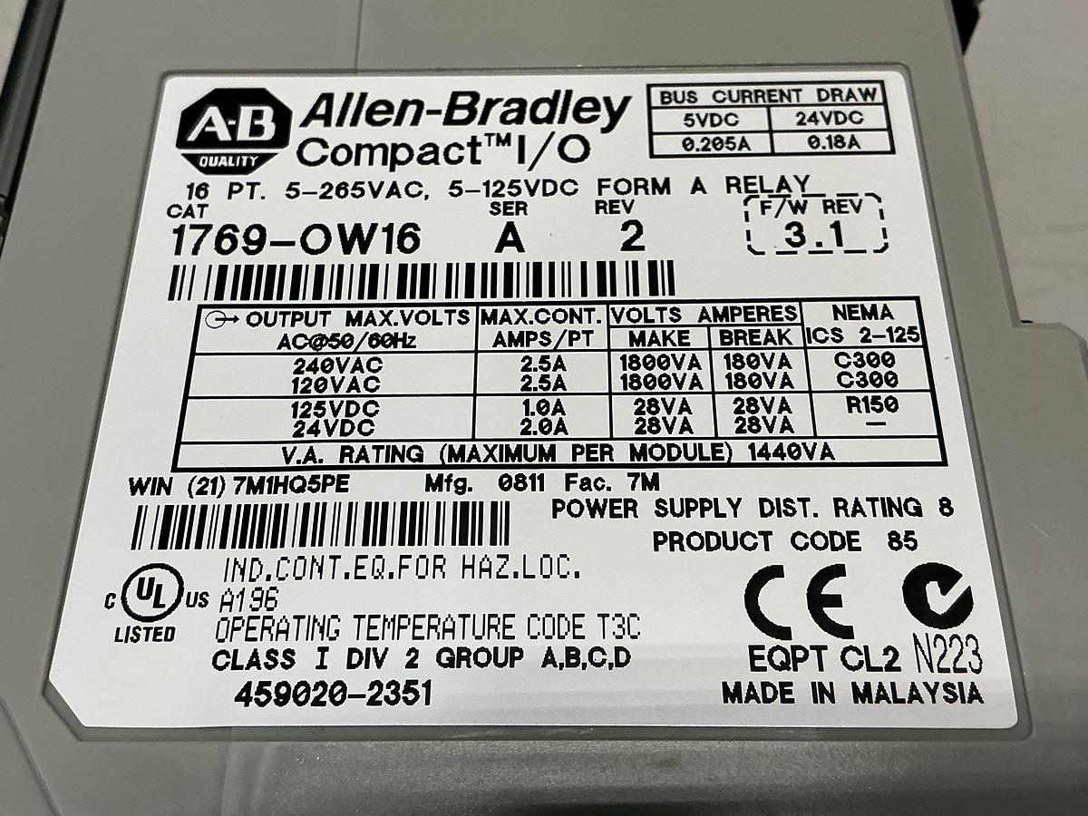 Used ALLEN BRADLEY 1769-OW16 SER A