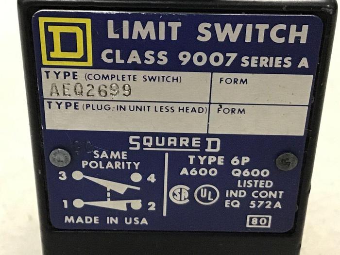 Used SQUARE D Limit Switch 9007-AEQ2699 #121440