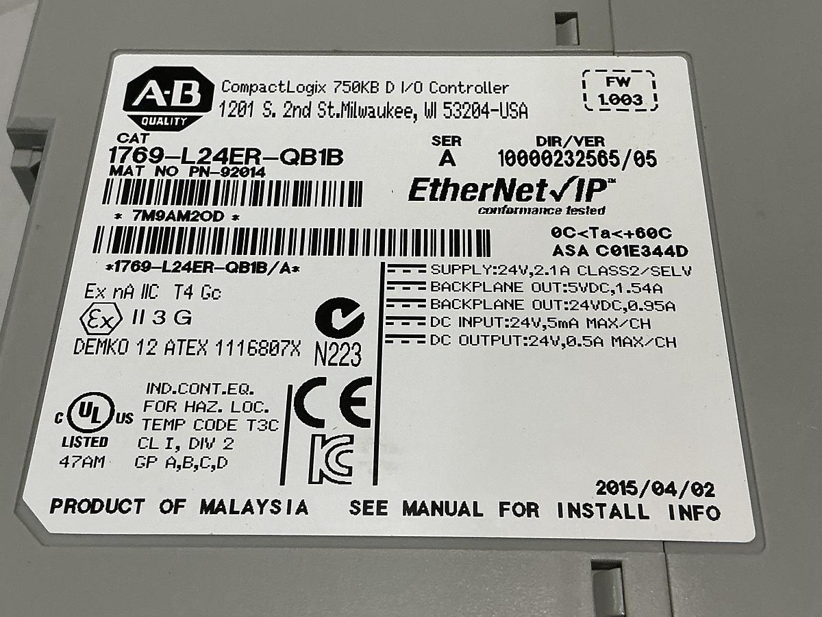 Used ALLEN BRADLEY 1769-L24ER-QB1B