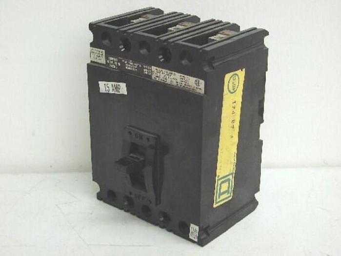 Used SQUARE D 15 Amp Circuit Breaker FAL34015 Used