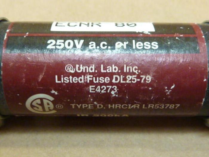 Used BULLET 80 Amp Fuse ECNR-80 #31266