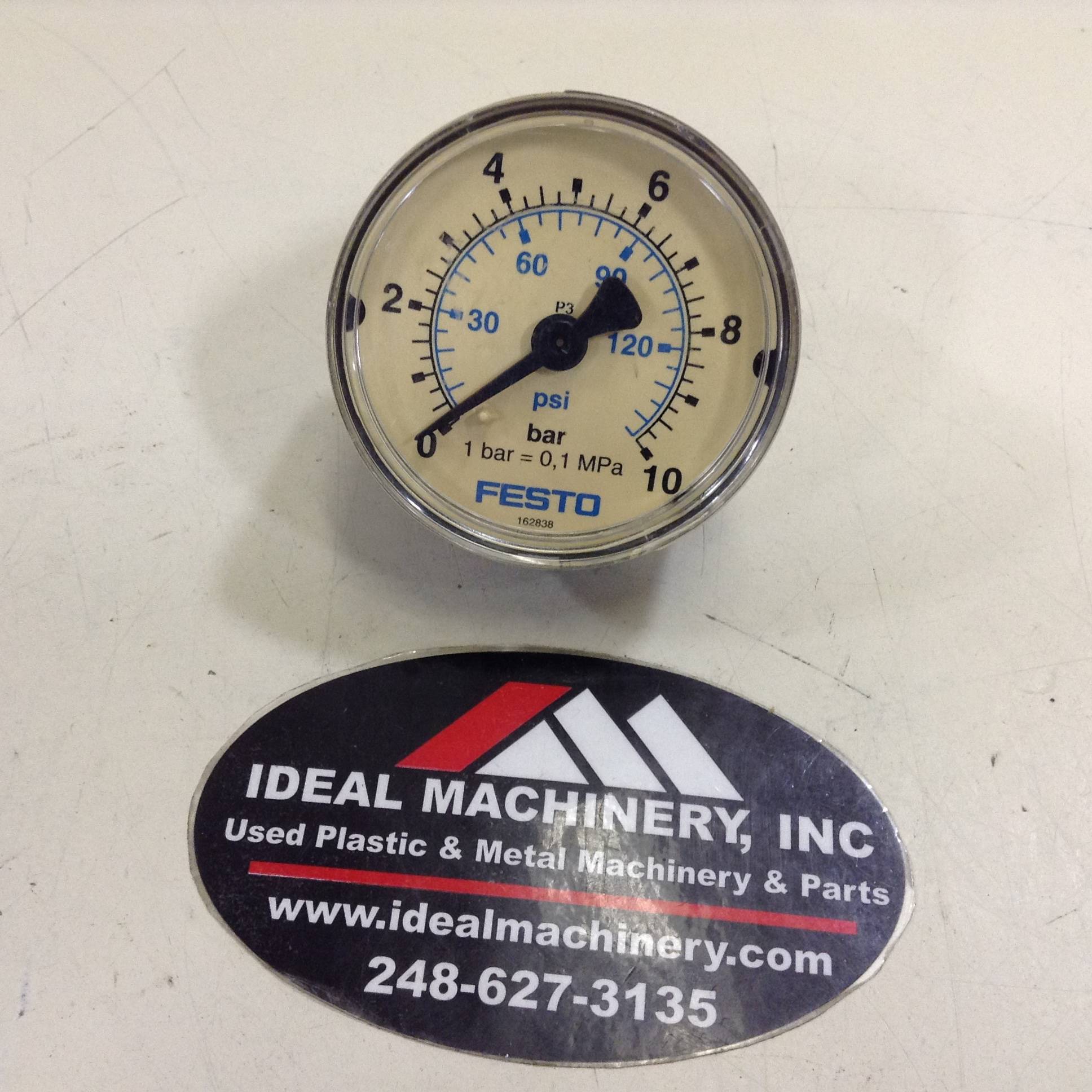 Used FESTO 0-120 PSI Pressure Gauge 162838 Used