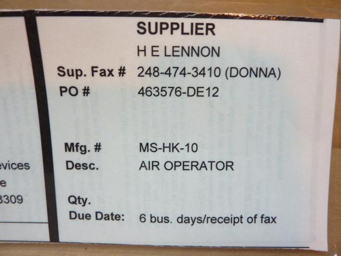 SWAGELOK Air Operator MS-HK-10 #41029