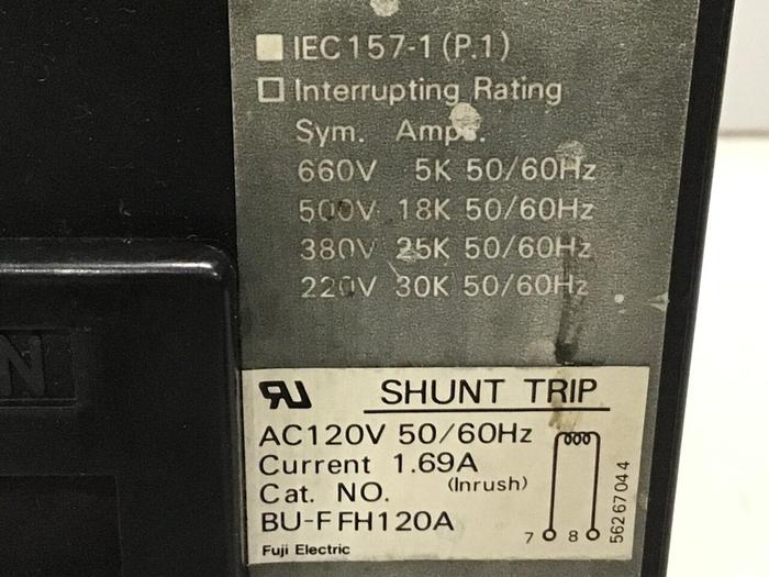 Used FUJI ELECTRIC 70 Amp Circuit Breaker BU-ESB3070 #129400