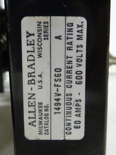 Used ALLEN BRADLEY 60 Amp Disconnect Switch 1494V-DS60 SER A #57442