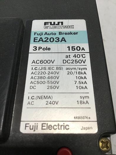 Used FUJI ELECTRIC 150 Amp Auto Breaker EA203A-150 #138654
