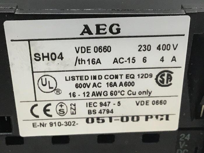 Used AEG MOTOR CONTROL Relay SH04 40E #115089
