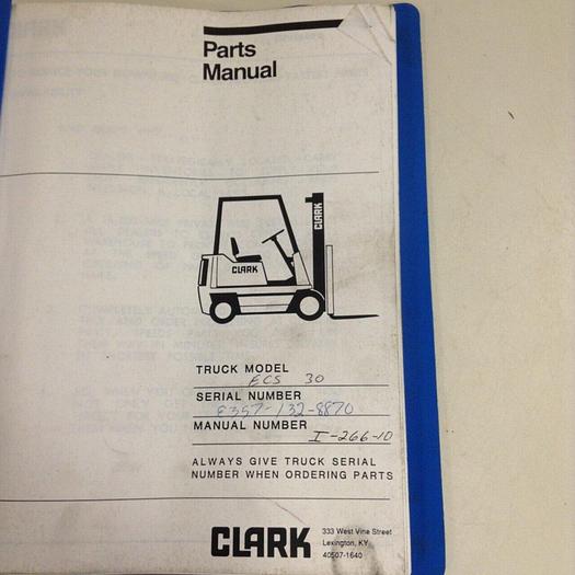 Used CLARK EQUIPMENT Parts Manual I-266-10 #70877
