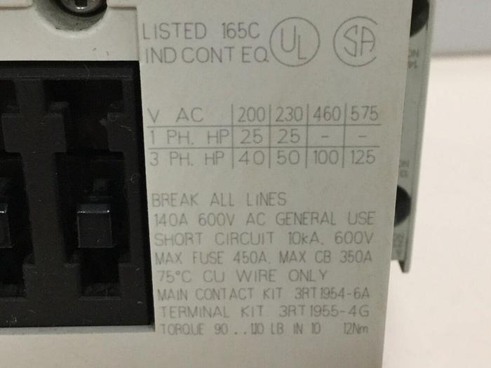 Used SIEMENS Contactor 3RT1054-6AF36 #110628