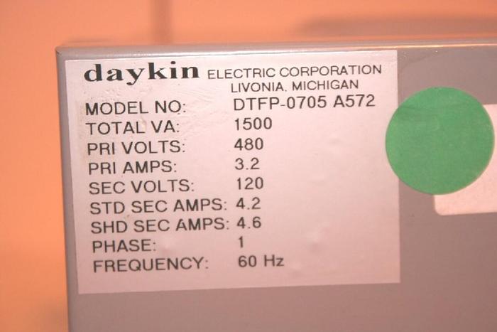 Used DAYKIN 1.5 kVA Transformer DTFP-0705 A572 #6305