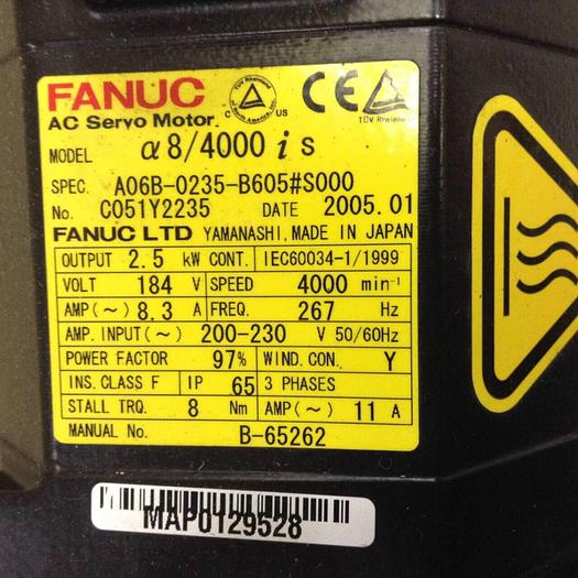Used FANUC AC Servo Motor A06B-0235-B605/S000 Used