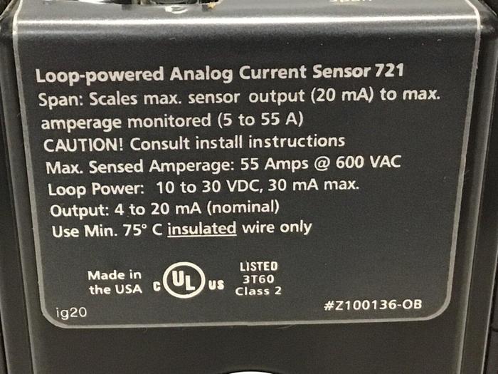 Used HAWKEYE INST INC Analog Current Sensor Z100136-OB #123588