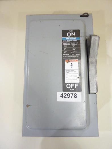 Used SIEMENS 60 Amp Safety Disconnect Switch F352 #42978
