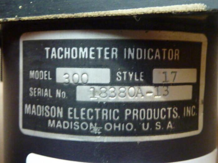 Used MADISON ELECTRIC Tachometer Indicator 300 #35728