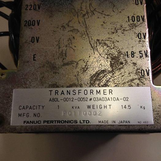 Used FANUC 1 kVA Transformer A80L-0012-0052 #84716