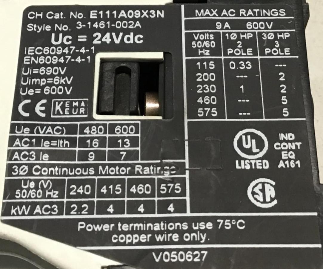 Used EATON CORP Contactor E111A09X3N USED